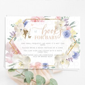 Fairy Books For Baby Card Fairy Book Insert Enchanted Garden Fairy Book Card Pastel Floral Butterfly Cards Secret Garden Book Poem D10829
