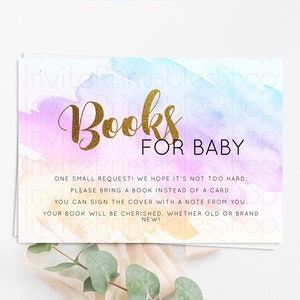 Pastel Books For Baby Card Pastel Rainbow Book Insert Colorful Ombre Watercolor Book Card Confetti Glitter Baby Book Poem Request D11027
