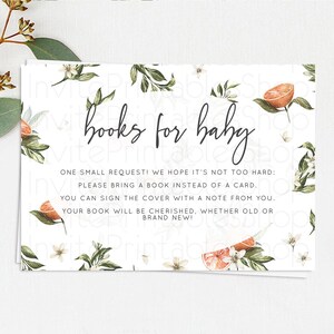 Citrus Books For Baby Card Lemon Book Insert Orange Book Insert Citrus Book Card Citrus Floral Baby Shower Book Poem Request D10545