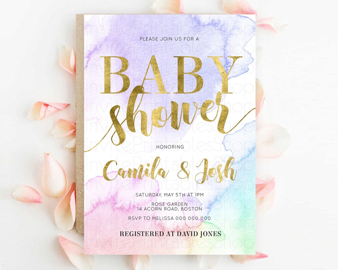 Pastel Baby Shower Invitation Rainbow Baby Shower Invitation Colorful ...