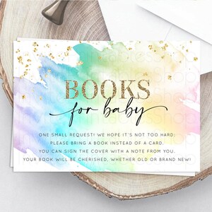 Pastel Books For Baby Card Pastel Rainbow Book Insert Colorful Ombre Watercolor Book Card Confetti Glitter Baby Book Poem Request D11028