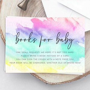 Pastel Books For Baby Card Pastel Rainbow Book Insert Colorful Ombre Watercolor Book Card Confetti Glitter Baby Book Poem Request D10231