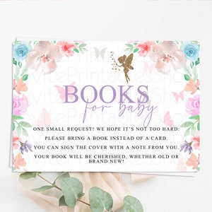 Fairy Books For Baby Card Fairy Book Insert Enchanted Garden Fairy Book Card Pastel Floral Butterfly Cards Secret Garden Book Poem D10126