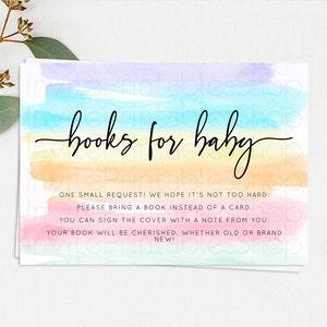 Pastel Books For Baby Card Pastel Rainbow Book Insert Colorful Ombre Watercolor Book Card Confetti Glitter Baby Book Poem Request D10505