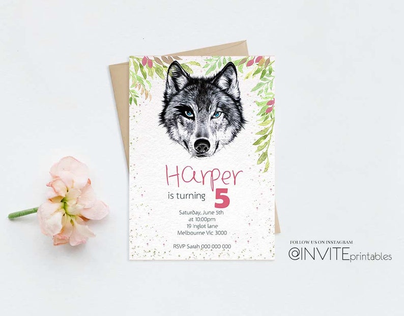 wolf-birthday-invitation-wolf-invites-wolf-birthday-invites-etsy