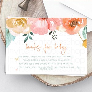 Secret Garden Books For Baby Card Boho Wildflower Book Insert Pastel Flower Garden Baby Shower Card Flower Guests Book Poem Request D10347