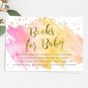 Pastel Books For Baby Card Pastel Rainbow Book Insert Colorful Ombre Watercolor Book Card Confetti Glitter Baby Book Poem Request D10526
