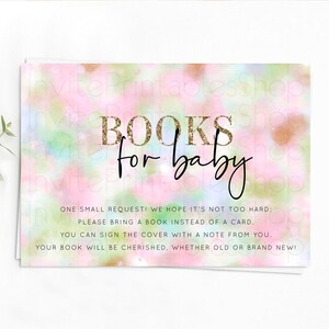 Pastel Books For Baby Card Pastel Rainbow Book Insert Colorful Ombre Watercolor Book Card Confetti Glitter Baby Book Poem Request D10698