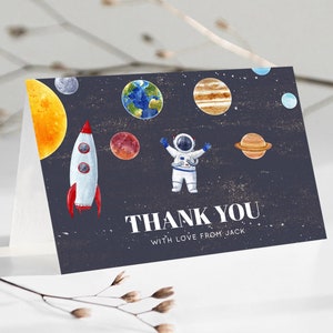 Space Thank You Space Thank You Card First Trip Around the Sun Thank You Card Planets Solar System First Birthday Thank You Cards D10144