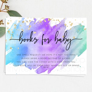Pastel Books For Baby Card Pastel Rainbow Book Insert Colorful Ombre Watercolor Book Card Confetti Glitter Baby Book Poem Request D10491