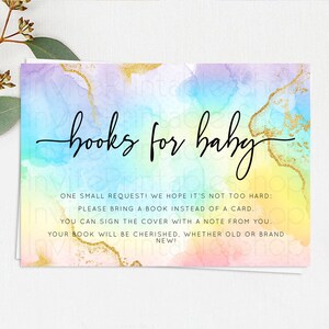 Pastel Books For Baby Card Pastel Rainbow Book Insert Colorful Ombre Watercolor Book Card Confetti Glitter Baby Book Poem Request D10588