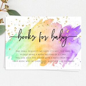 Pastel Books For Baby Card Pastel Rainbow Book Insert Colorful Ombre Watercolor Book Card Confetti Glitter Baby Book Poem Request D10518