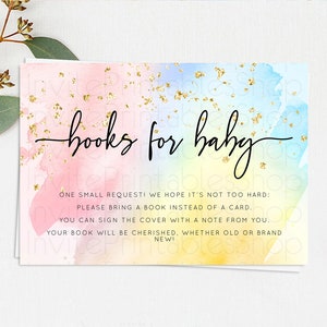 Pastel Books For Baby Card Pastel Rainbow Book Insert Colorful Ombre Watercolor Book Card Confetti Glitter Baby Book Poem Request D10557