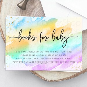 Pastel Books For Baby Card Pastel Rainbow Book Insert Colorful Ombre Watercolor Book Card Confetti Glitter Baby Book Poem Request D10425