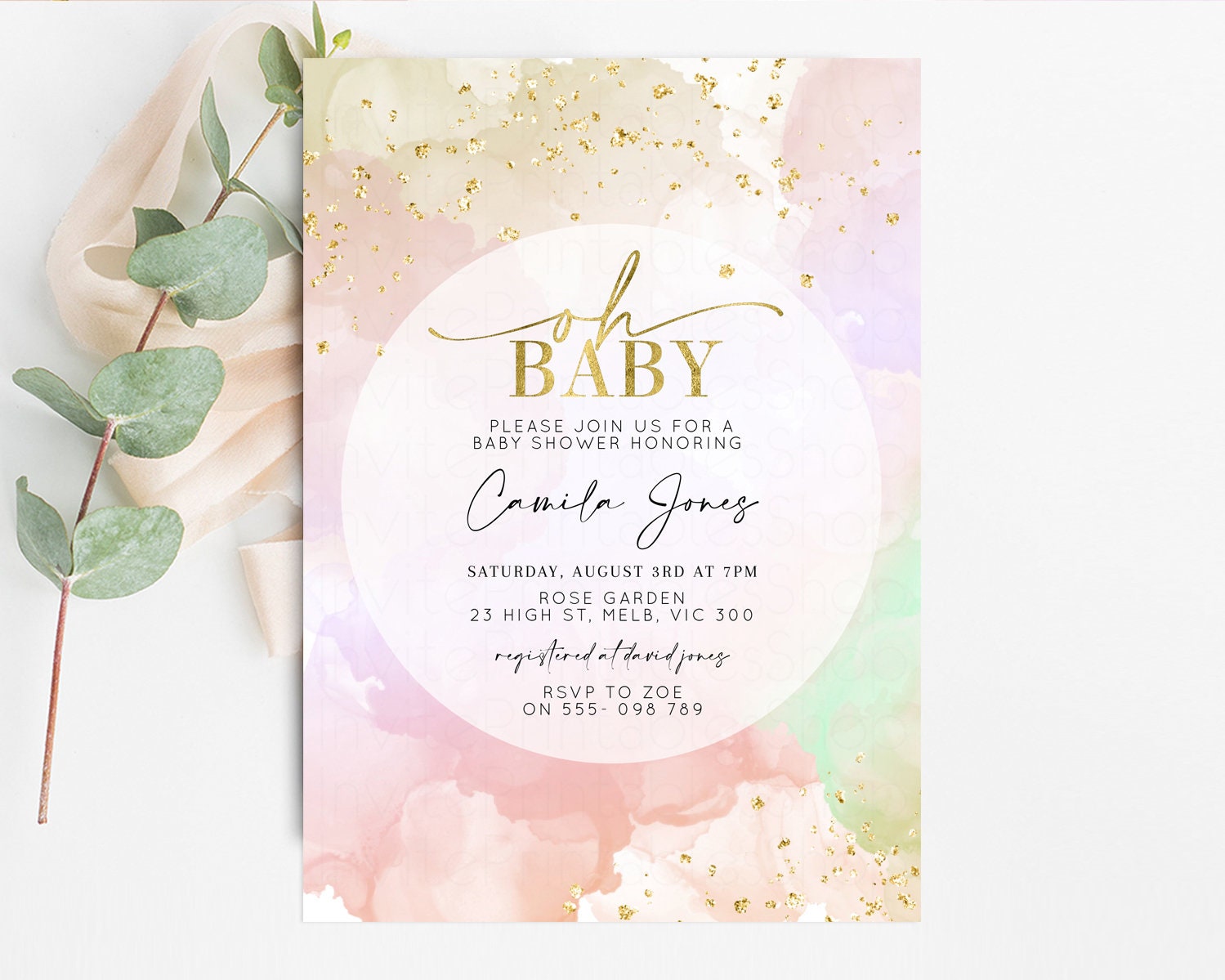 Pastel Baby Shower Invitation Rainbow Baby Shower Invitation | Etsy