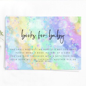Rainbow Books For Baby Card Pastel Book Insert Colorful Pastel Watercolor Ombre Book Card Iridescent Sprinkles Book Poem Request D10689