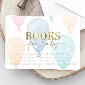Pastel Balloons Books For Baby Card Colorful Balloon Book Insert Rainbow Balloon Book Card Confetti Balloon Guests Book Poem Request D10182