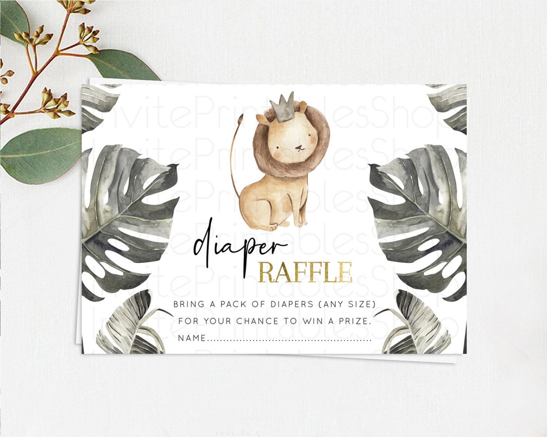 Lion Diaper Raffle Card Lion Diaper Raffle Insert Safari Lion Diaper ...