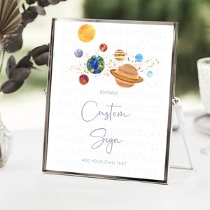 Space Table Sign Decor Galaxy Space Adventure Party First Trip Around the Sun Planets Solar System 1st Birthday Baptism Baby Shower  D10598