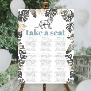 Lion Seating Chart Safari Lion Seating Chart Modern Lion Party Decor Safari Adventure Party Minimalist Lion Seating Sign Take A Seat D10807
