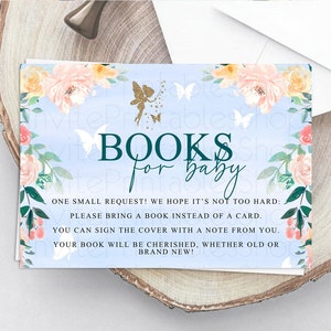 Fairy Books For Baby Card Fairy Book Insert Enchanted Garden Fairy Book Card Pastel Floral Butterfly Cards Secret Garden Book Poem D10794