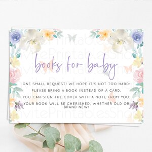 Secret Garden Books For Baby Card Boho Wildflower Book Insert Pastel Flower Garden Baby Shower Card Flower Guests Book Poem Request D10710