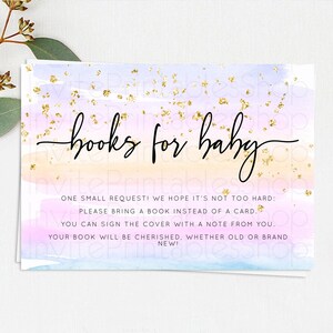 Pastel Books For Baby Card Pastel Rainbow Book Insert Colorful Ombre Watercolor Book Card Confetti Glitter Baby Book Poem Request D10594