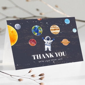 Space Thank You Space Thank You Card First Trip Around the Sun Thank You Card Planets Solar System First Birthday Thank You Cards D10144