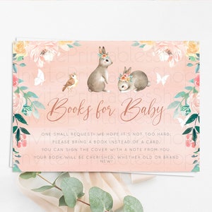 Bunny Books For Baby Card Floral Bunny Book Insert Pastel Flowers Woodland Bunny Book Card Forest Bunny Baby Book Poem Request D10922