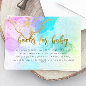 Pastel Books For Baby Card Pastel Rainbow Book Insert Colorful Ombre Watercolor Book Card Confetti Glitter Baby Book Poem Request D10392