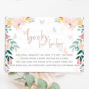 Secret Garden Books For Baby Card Boho Wildflower Book Insert Pastel Flower Garden Baby Shower Card Flower Guests Book Poem Request D10706