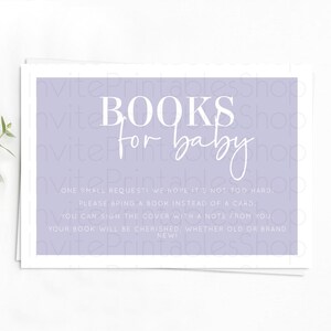 Purple Books For Baby Card Plain Purple Book Insert Minimalist Pastel Purple Book Card Purple Simple Baby Shower Book Poem Request D10942