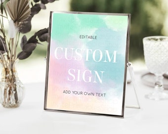 Pastel Sign Ombre Table Sign Decor Pastel Ombre Rainbow Watercolor Colorful Party Birthday Baptism Baby Shower Wedding Bridal Shower D10375