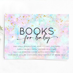 Pastel Books For Baby Card Pastel Rainbow Book Insert Colorful Ombre Watercolor Book Card Confetti Glitter Baby Book Poem Request D10652
