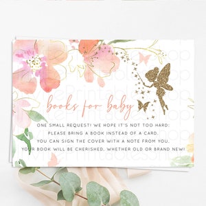 Fairy Books For Baby Card Fairy Book Insert Enchanted Garden Fairy Book Card Pastel Floral Butterfly Cards Secret Garden Book Poem D10934