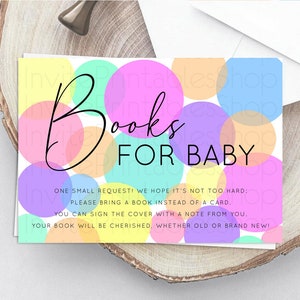 Rainbow Books For Baby Card Pastel Sprinkles Book Insert Pastel Rainbow Confetti Book Card Colorful Bubbles Pastel Book Poem Request D10888