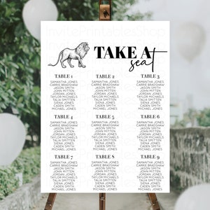 Lion Seating Chart Safari Lion Seating Chart Modern Lion Party Decor Safari Adventure Party Minimalist Lion Seating Sign Take A Seat D10246