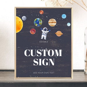 Space Table Sign Decor Galaxy Space Adventure Party First Trip Around the Sun Planets Solar System 1st Birthday Baptism Baby Shower  D10144