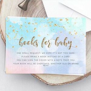 Pastel Books For Baby Card Pastel Rainbow Book Insert Colorful Ombre Watercolor Book Card Confetti Glitter Baby Book Poem Request D10892