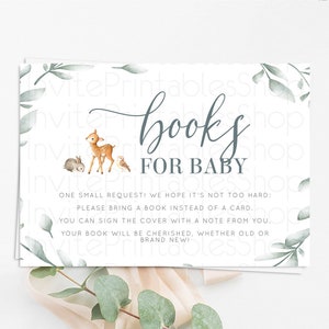 Fawn Books For Baby Card Deer Book Insert Floral Deer Book Card Enchanted Forest Butterfly Pastel Baby Shower Book Poem Request D10872