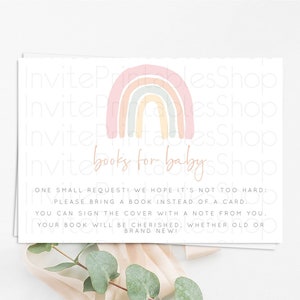 Pastel Rainbow Books For Baby Card Boho Rainbow Book Insert Boho Rainbow Book Card Pastel Watercolor Baby Shower Book Poem Request D10162