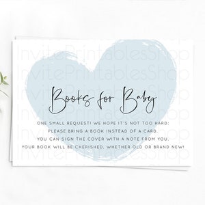 Blue Books For Baby Card Plain Blue Book Insert Minimalist Pastel Blue Book Card Blue Simple Baby Shower Book Poem Request D11012