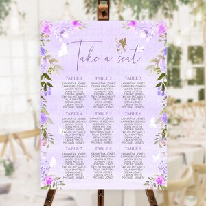 Fairy Seating Chart Pastel Fairy Seating Chart Fairy Tea Party Fairy Garden Seating Sign Enchanted Garden Floral Butterfly Décor D10910