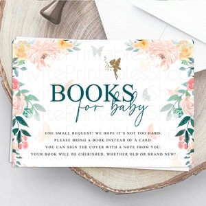 Fairy Books For Baby Card Fairy Book Insert Enchanted Garden Fairy Book Card Pastel Floral Butterfly Cards Secret Garden Book Poem D10239