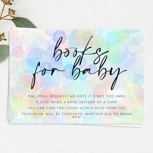 Pastel Books For Baby Card Bubble Bath Baby Shower Books Insert Rainbow Book Card Pastel Bubbles Colorful Confetti Book Poem Request D10446