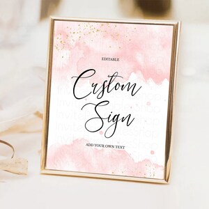 Pink Watercolor Sign Pink Table Sign Decor Ombre Pink Watercolor Splash Party 1st Birthday Baby Shower Wedding Baptism Bridal Shower D10328