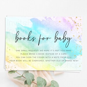 Pastel Books For Baby Card Pastel Rainbow Book Insert Colorful Ombre Watercolor Book Card Confetti Glitter Baby Book Poem Request D10773