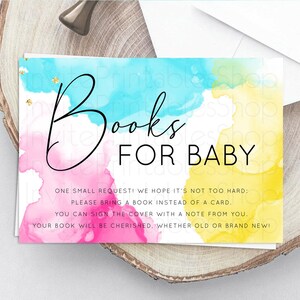 Pastel Books For Baby Card Pastel Rainbow Book Insert Colorful Ombre Watercolor Book Card Confetti Glitter Baby Book Poem Request D10898