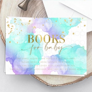 Pastel Books For Baby Card Pastel Rainbow Book Insert Colorful Ombre Watercolor Book Card Confetti Glitter Baby Book Poem Request D10212