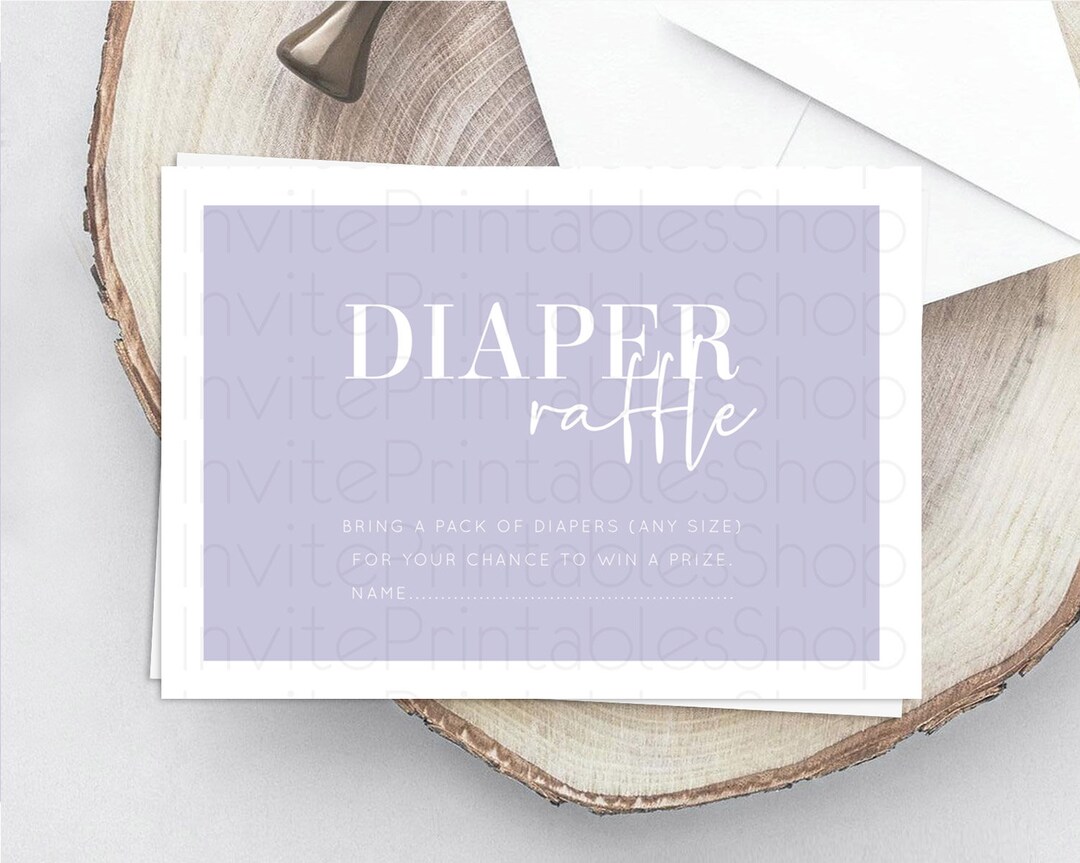 Purple Diaper Raffle Card Plain Purple Diaper Insert Minimalist Pastel ...
